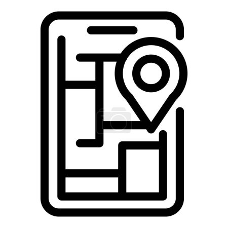 Illustration des mobilen Kartennavigationssymbols mit GPS-Technologie, Standort-Pin und Routenführer auf einer Smartphone-Bildschirmoberfläche, perfekt für digitale Anwendungen zur Reise- und Stadterkundung