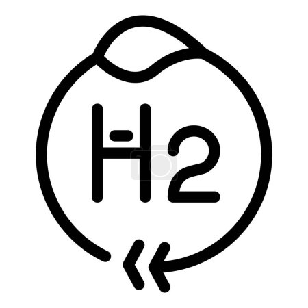 Diseño de iconos minimalista de moléculas de hidrógeno con ilustración de vectores en blanco y negro para la educación científica y química, con estructura atómica y energía electrónica
