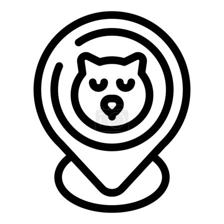 Pet location marker icon with black and white vector design for animal tracking and gps navigation services on a mobile app and web interface