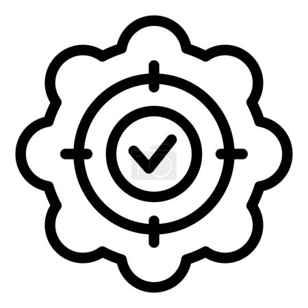 Abstract quality assurance icon with checkmark, gear, and vector in black and white. Perfect for branding and web use