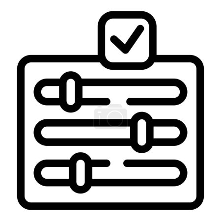 Einfach umrissenes Symbol, das eine Checkliste mit Häkchen als Symbol für die Beendigung der Aufgabe darstellt