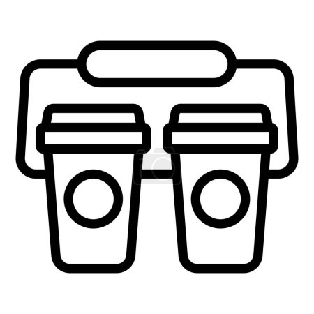 Illustration en noir et blanc de deux tasses à café à emporter, parfaite pour les menus et les applications
