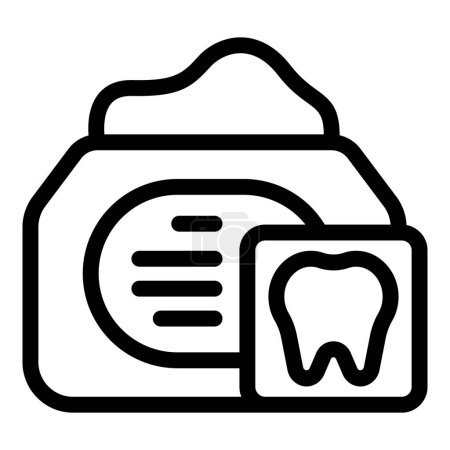 Black and white line art icon depicting a dental record file and a stylized tooth, symbolizing dental care