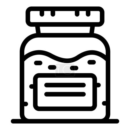 Handdrawn black and white jam jar icon illustration in simple line art sketch, perfect for graphic design, packaging, and culinary themes