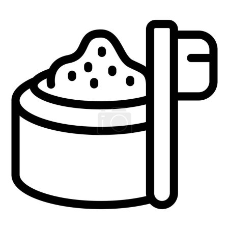 Minimalistic line drawing icon of ground coffee in a measuring scoop