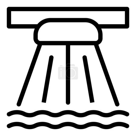 Ilustración vectorial en blanco y negro de un icono de presa hidroeléctrica