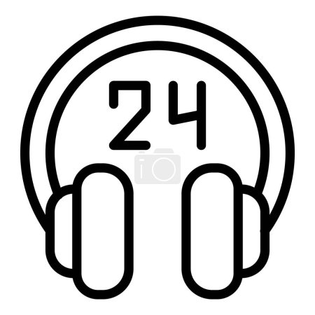 Vector icon illustrating roundtheclock customer service with headphones symbolizing support