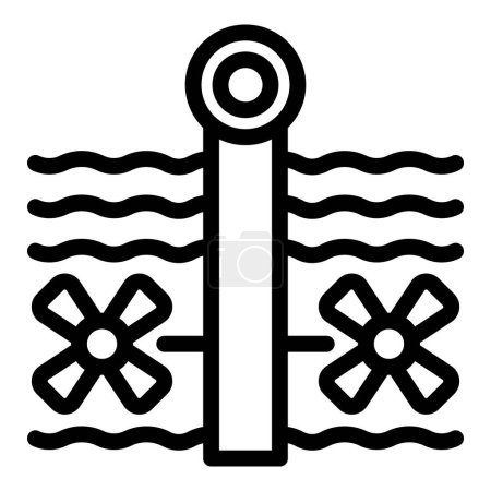 Simple black and white icon of a pier with waves and crossed paddles