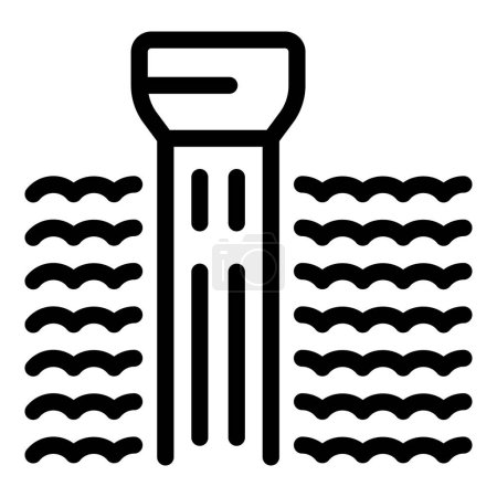 Ilustración en blanco y negro de un muelle que se extiende sobre ondas estilizadas, adecuado para el diseño y uso web