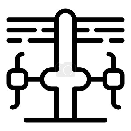 Black line art icon depicting an airplanes control yoke, ideal for aviationrelated designs