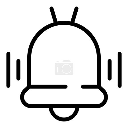 Minimalistic black line alert notification bell icon vector illustration for mobile app interface with modern monochrome design and simple graphic symbol of urgency and communication