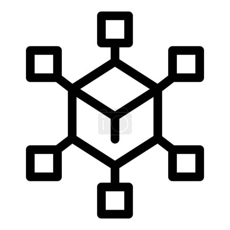 Abstraktes geometrisches Blockchain-Symbol mit sicherer Verbindungstechnologie und dezentralisiertem Netzwerkknoten-Illustrationsvektor im modernen Hintergrunddesign