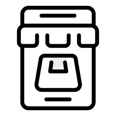 Vector illustration of a simple line art container jar with a lid, in black and white