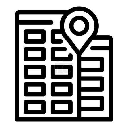 Schwarz-weißes Kunstsymbol eines Location Pins auf einer stilisierten Karte, das GPS und Navigation symbolisiert