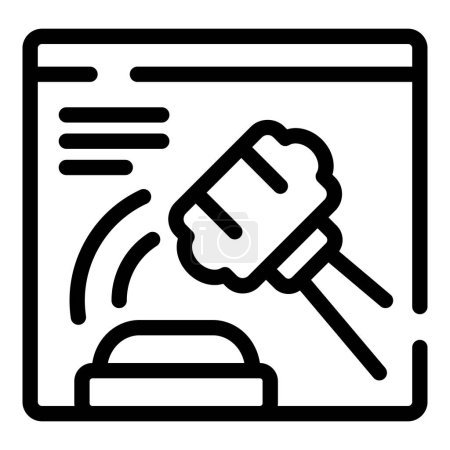 Black and white line art icon featuring a podcast microphone and computer screen
