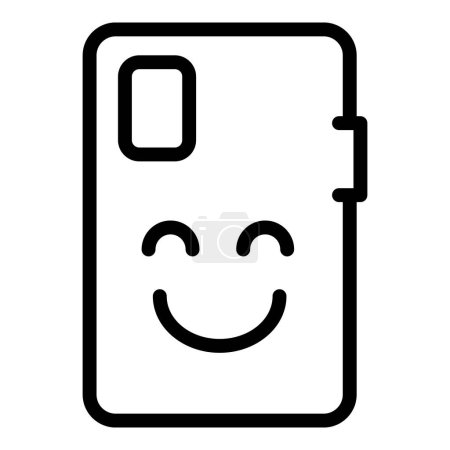 Alegre y moderno sonriente icono de la caja del teléfono inteligente dibujo para el teléfono móvil accesorio protección vector ilustración