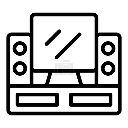 Line art icon depicting a television and speakers, perfect for techrelated content