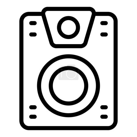 Line art icon depicting a hybrid of a camera and speaker in a simple, bold design