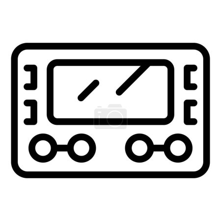 Black and white digital vector of a retro cassette tape symbol, suitable for various designs