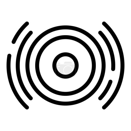 Minimalistische Schwarz-Weiß-Vektorillustration eines konzentrischen kreisförmigen Schallwellendesigns