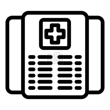 Illustration medizinischer Berichte für die Gesundheitsbranche mit Patientenaktenverwaltung und elektronischer Krankenakte als Symbol in einfacher Schwarz-Weiß-Zeilenkunst