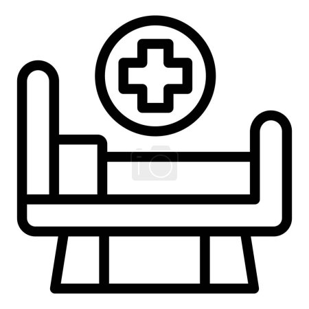 Black and white medical couch icon illustration for clinic, hospital, and healthcare facility vector symbol