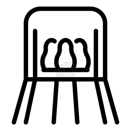 Black and white vector illustration of a sleek, contemporary chair in line art style