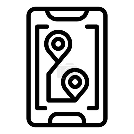 Ilustración de Modern black and white mobile gps navigation icon for smartphone app technology with simple vector graphic illustration of map. Route. And location - Imagen libre de derechos