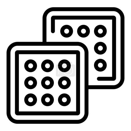Ilustración vectorial simple de un icono de dados en blanco y negro con caras punteadas