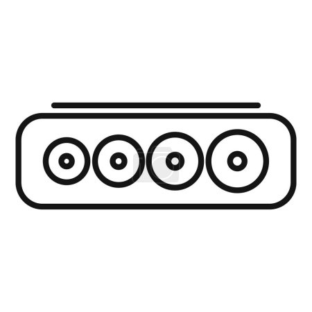 Simple line art depicting a wireless speaker playing music