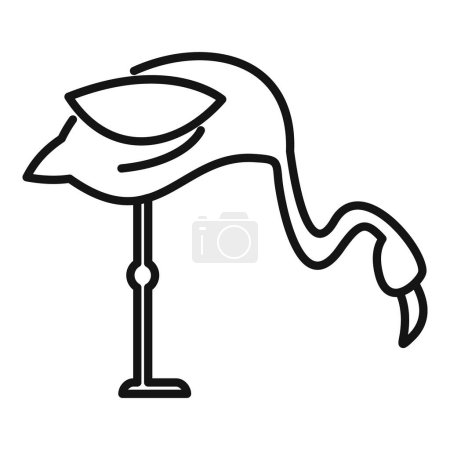 Einfache Linienzeichnung eines Flamingos, der auf einem Bein steht