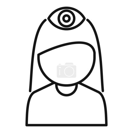 Vereinfachende Linienzeichnung einer Frau mit einem symbolischen dritten Auge, das für Einsicht und Erleuchtung steht