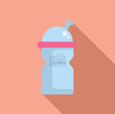 Minimalistic vector illustration of a sports water bottle with a pump on a peach background