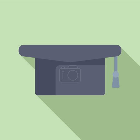 Modern flat design icon of a graduation cap with a shadow, on a green background