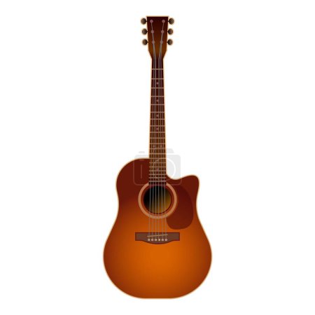 Vector illustration of a traditional acoustic guitar with a sunburst finish, isolated on a white background