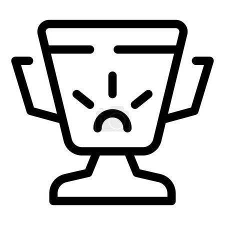 Pokal zeigt ein enttäuschtes Gesicht mit runzeligem Mund und geschlossenen Augen