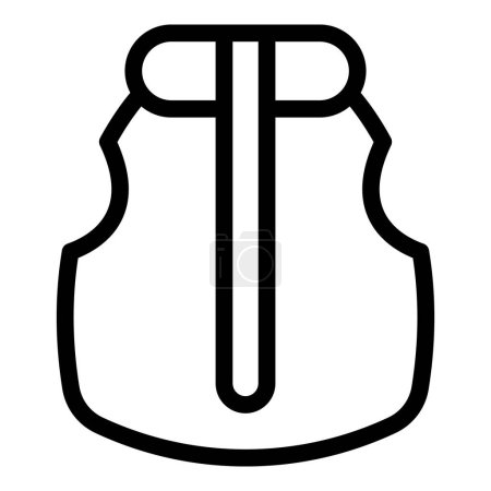 Simple icône d'art en ligne noire et blanche représentant un gilet d'hiver chaud