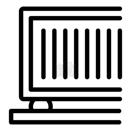 Téléchargez les illustrations : Simple icon of a shipping container sitting on a loading platform, ready for transport - en licence libre de droit