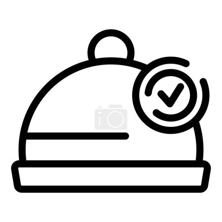 Restaurant cloche with check mark guaranteeing quality fresh food service