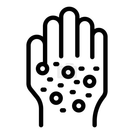 Line icon of a hand with a viral infectious disease