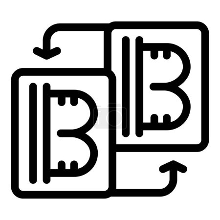 Concepto de intercambio de criptomonedas con dos símbolos de bitcoin que intercambian lugares con flechas arriba y abajo