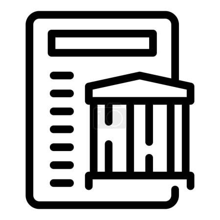 Illustration d'icône de ligne d'un document de prêt bancaire, symbolisant les services financiers et l'accès au crédit