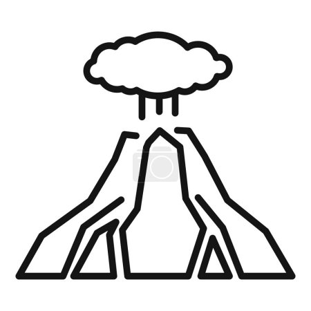Illustration for Line art illustration of a volcano erupting, spewing ash and smoke into the air - Royalty Free Image