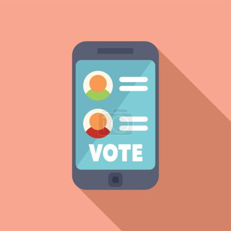 Online voting app on smartphone screen is showing political candidates, making a choice for future