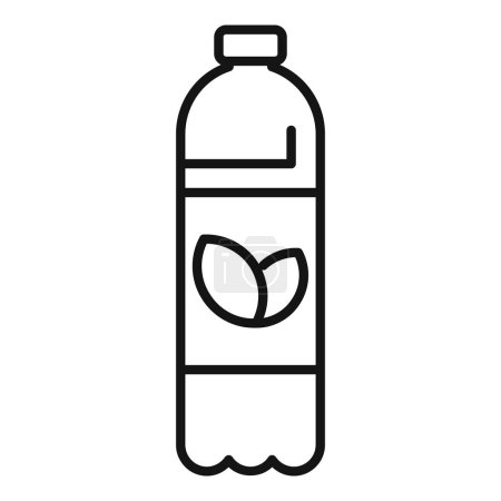 Simple line icon of a bottle with leaves symbolizing an environmentally conscious choice