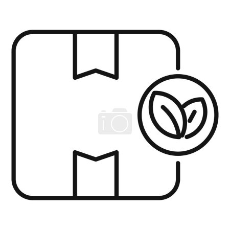 Line art icon of an eco friendly package with an organic product sign showing two green leaves