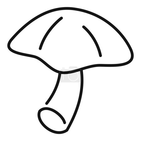 Simple black and white line drawing icon of a mushroom growing