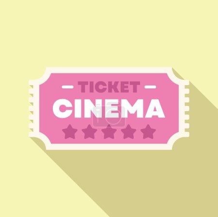 Illustration for Pink cinema ticket representing the purchase of entry to a movie theater - Royalty Free Image
