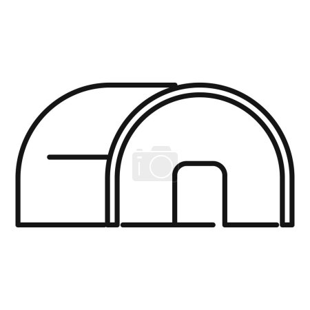 Simple icon of a large metal hangar building with a large door for storing aircraft