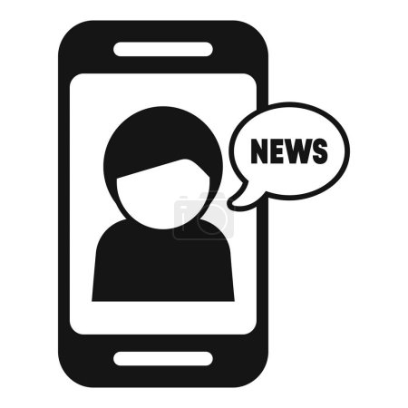 Icon of a journalist reporting breaking news using a mobile phone